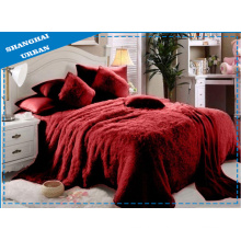 6 Piece Red Faux Fur Blanket with Bedding Set